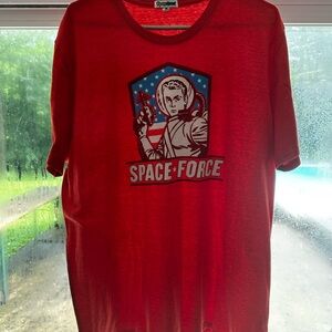 Tipsy Elves Red Short Sleeve Tee with Space Force Design